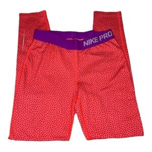 Nike Pro Athletic Dri-Fit Leggings Purple Polkadot on Orange Girls